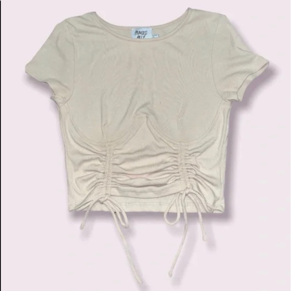 Princess Polly nude short sleeve crop top with corset details